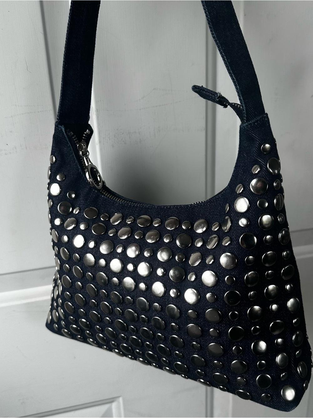 Y2K Vintage Nine West denim Studded Shoulder Bag Blue